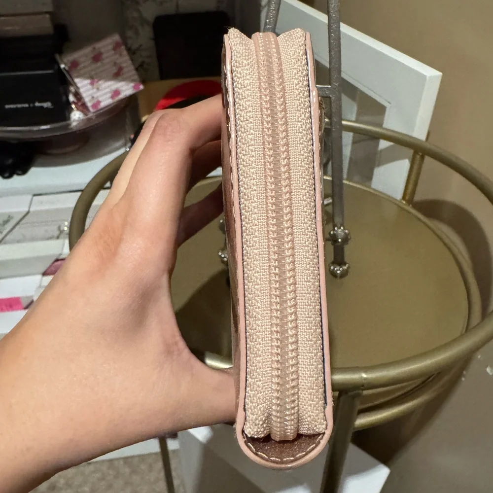 Kate Spade Mavis Street Neda Zip Around Glitter Wallet Rose Gold - Picture 3 of 11